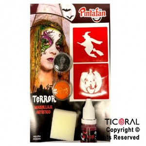 KIT MAQUILLAJE ACUA+ ACCESORIOS TERROR BRUJA ART 616-0002 x 1